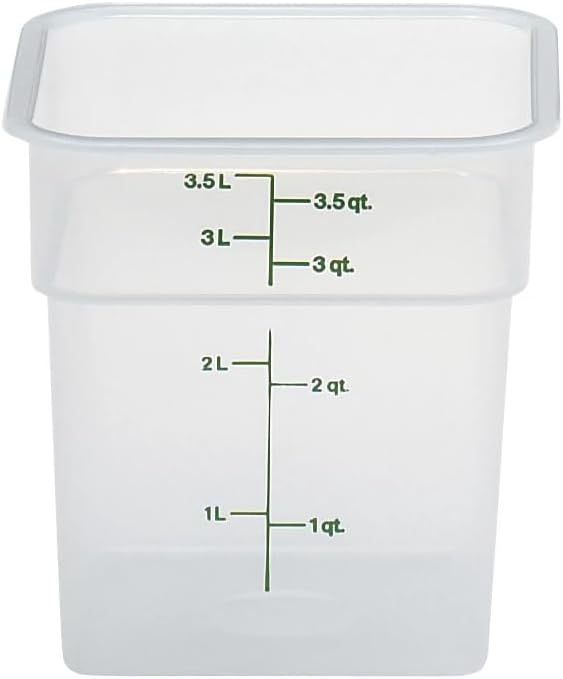 Cambro Food Storage Container (6 Pack) - Classic Series Square - 4 QT (Quart) - Commercial Grade for Food Prep (Translucent)