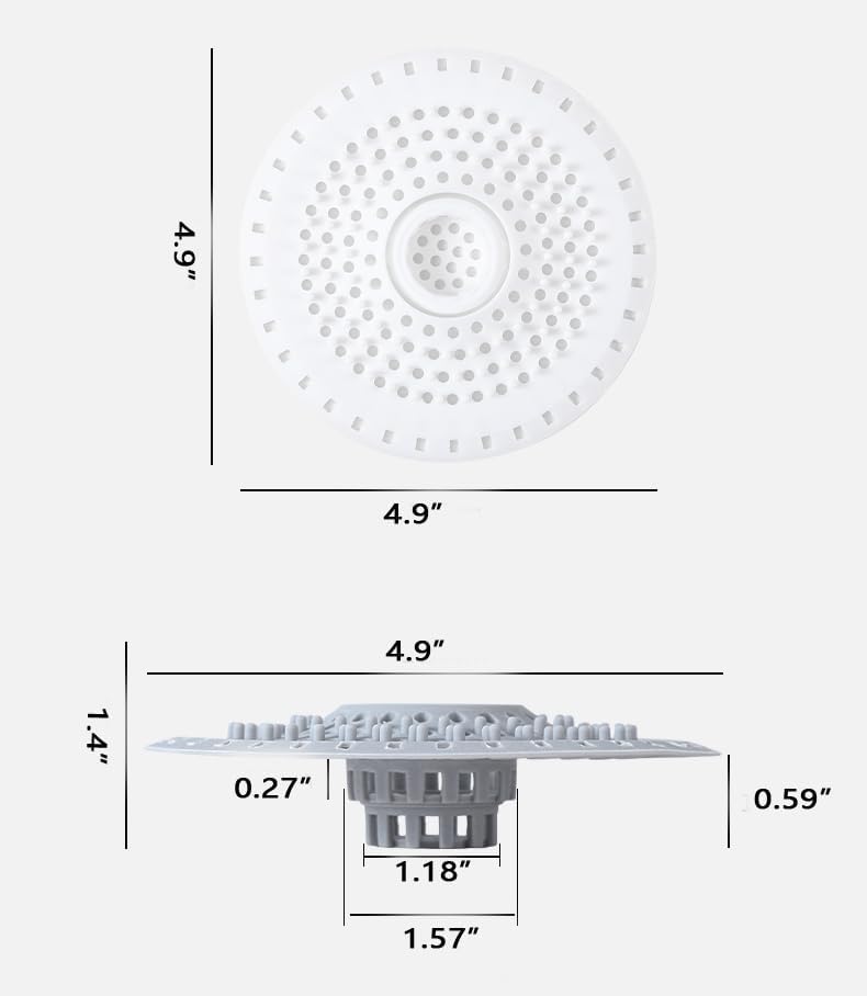 Drain Hair Catcher, Silicone Bathtub Drain Protector 2 Packs(White/Gray, Round)