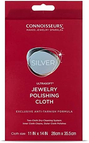 CONNOISSEURS Extra Large Polishing Cloth for Silver Jewelry - Ultrasoft Fabric with Anti-Tarnish Formula - 14x14 Inches