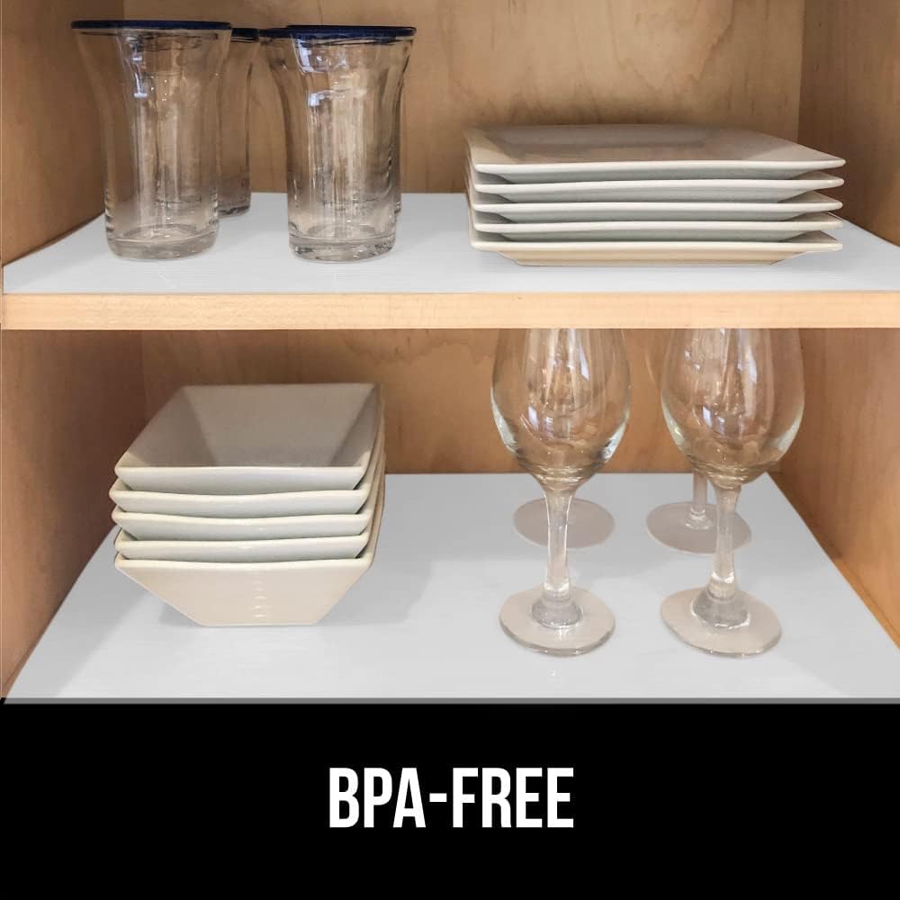 GORILLA GRIP DuraGuard Shelf Liner, 20x20 Non-Adhesive Cabinet Liners for Kitchen Drawers, Shelves, Refrigerator, Pantry Storage, Bathroom Closet, Durable Waterproof BPA Free Ribbed Plastic, White