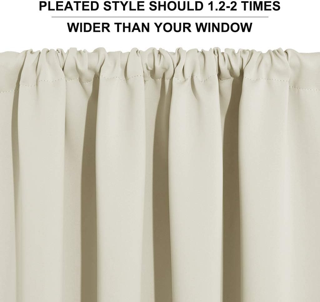 RYB HOME Short Curtains for Living Room Blackout Portable Blinds Shades for Bedroom Bathroom Basement Garage RV Camper Windows, 34 inches Width x 36 inches Length, Beige, 2 Pcs