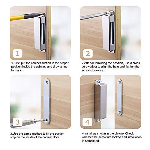 Mousike Cabinet Magnets Magnetic Door Catch Stainless Steel Door Magnet for Kitchen Bathroom Cupboard Wardrobe Closet Closures Cabinet Door Drawer Latch 20 lbs (15Pack)