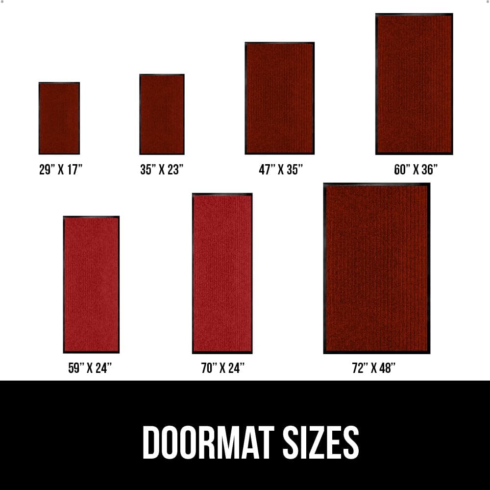 GORILLA GRIP Traffic Guard Door Mat, 59x24, Heavy Duty Welcome Mats, Commercial Office Space Doormat, Waterproof, Fade Resistant, Strong Rubber Backing, Low Profile, Shoe and Boot Scraper, Red