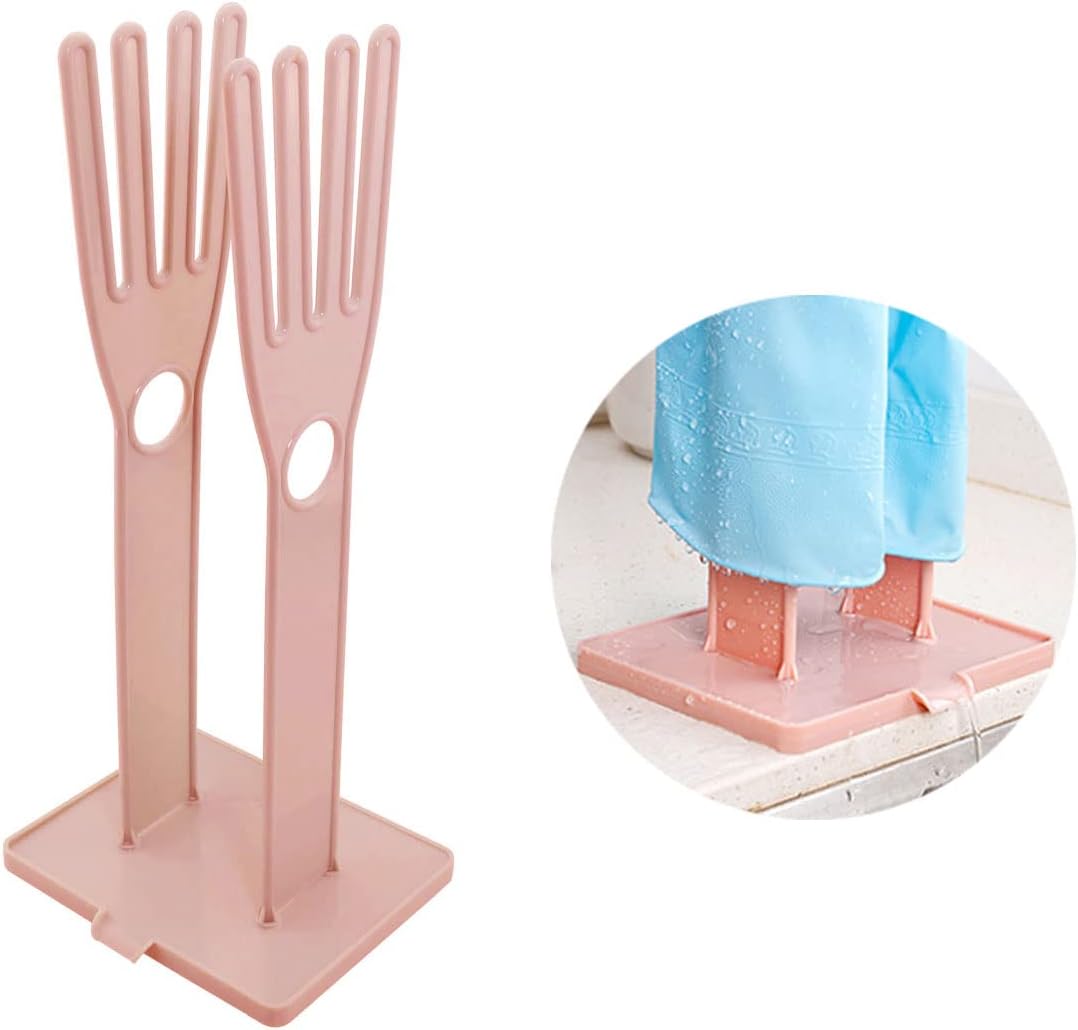 Pink Color Gloves Stand 15x12x34cm Kitchen Multifunctional Rubber Gloves Drain Rack Towel Storage Holder Drying Stand Creative Kitchen Tool