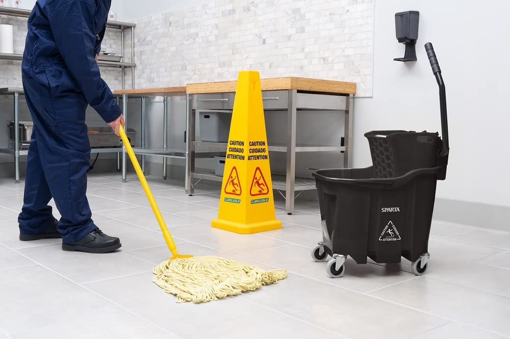 Carlisle FoodService Products Omnifit Mop Bucket with Side Press Wringer for Floor Cleaning, Kitchens, Restaurants, Office, And Janitorial Use, Polypropylene (Pp), 35 Quarts, Black