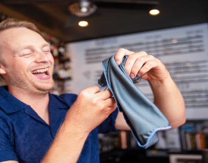 Trendy Bartender Toast to Perfection Microfiber Glass Polishing Lint-Free Cloth for Spotless Shine and a Residue-Free Finish - Pack of 5-25x20 inch - Grey