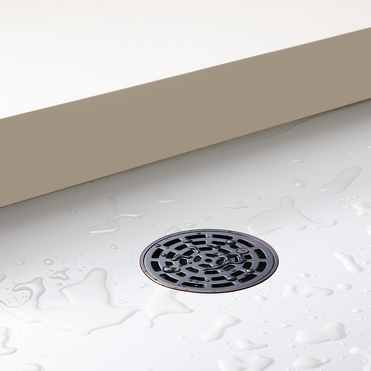 RANDOM Round Shower Drain SUS304 Stainless Steel Oil Rubbed Bronze Shower Drain 4 inch with Adjustable PVC Base Flange,Shower Floor Drain with Removable Cover Grid Grate