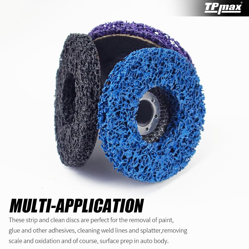 4-1/2" x7/8'' Stripping Discs Rust Remover Wheel Remove Paint and Oxidation Poly Strip Wheel Disc Abrasive Angle Grinding Wheel - 3 Pack(Purple/Blue/Black)