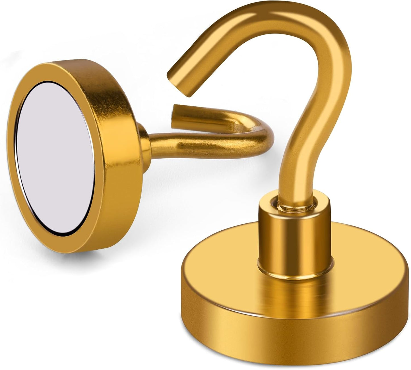 MIKEDE Magnetic Hooks Heavy Duty, 40 Lbs Magnet with Hooks for Cruise Cabins, Strong Magnets Neodymium for Hanging, Magnetic Wall Hooks for Refrigerator, Locker, Workplace(Yellow, 10 Pack)