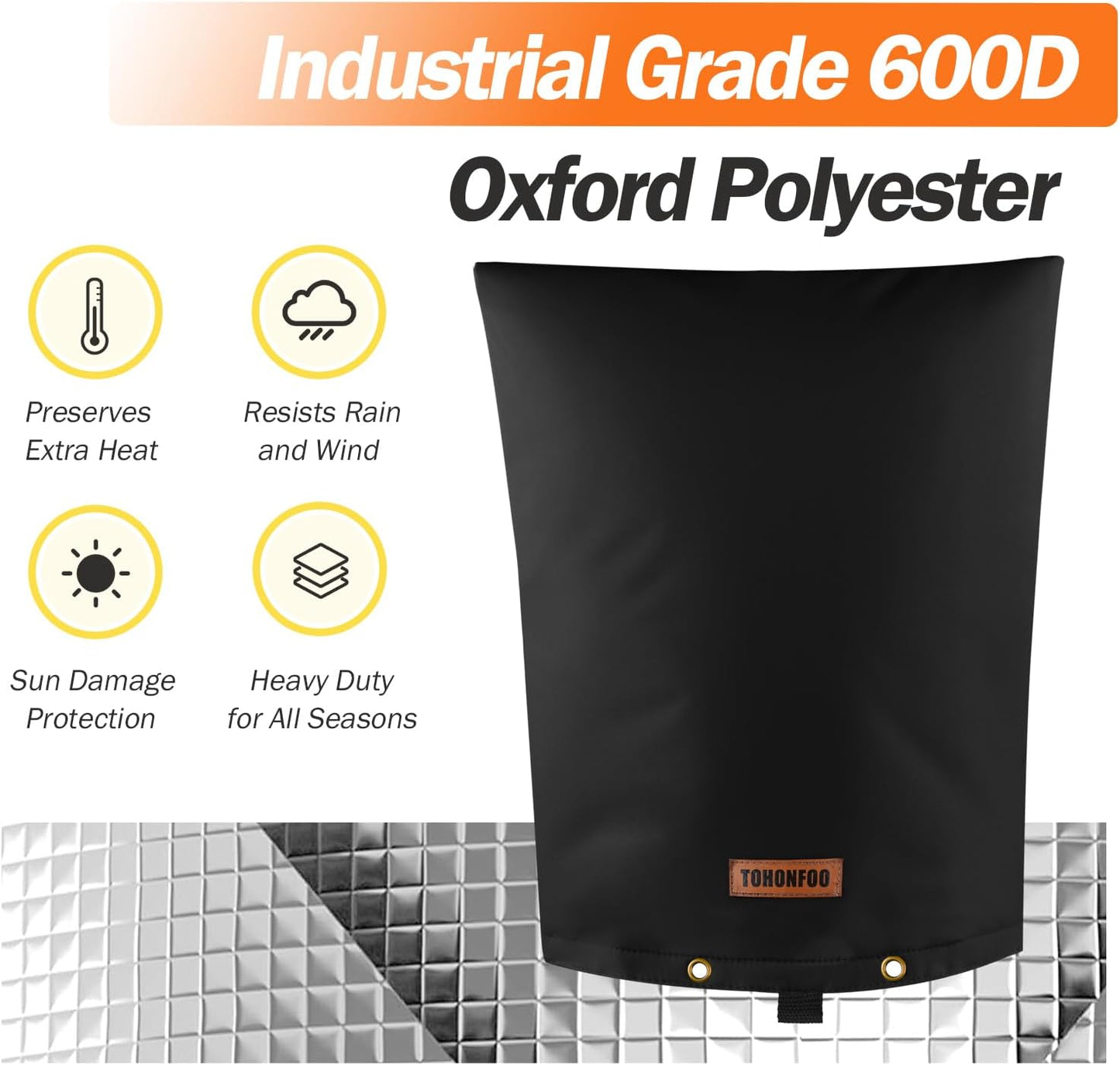 Backflow Preventer Pipe Insulation Cover (5°F) - Irrigation Sprinkler Valve Insulated Pouch - Water Well Pump Cover - Sturdy 5 Layers for Winter Freeze Protection, 14" W x 18" H, Black