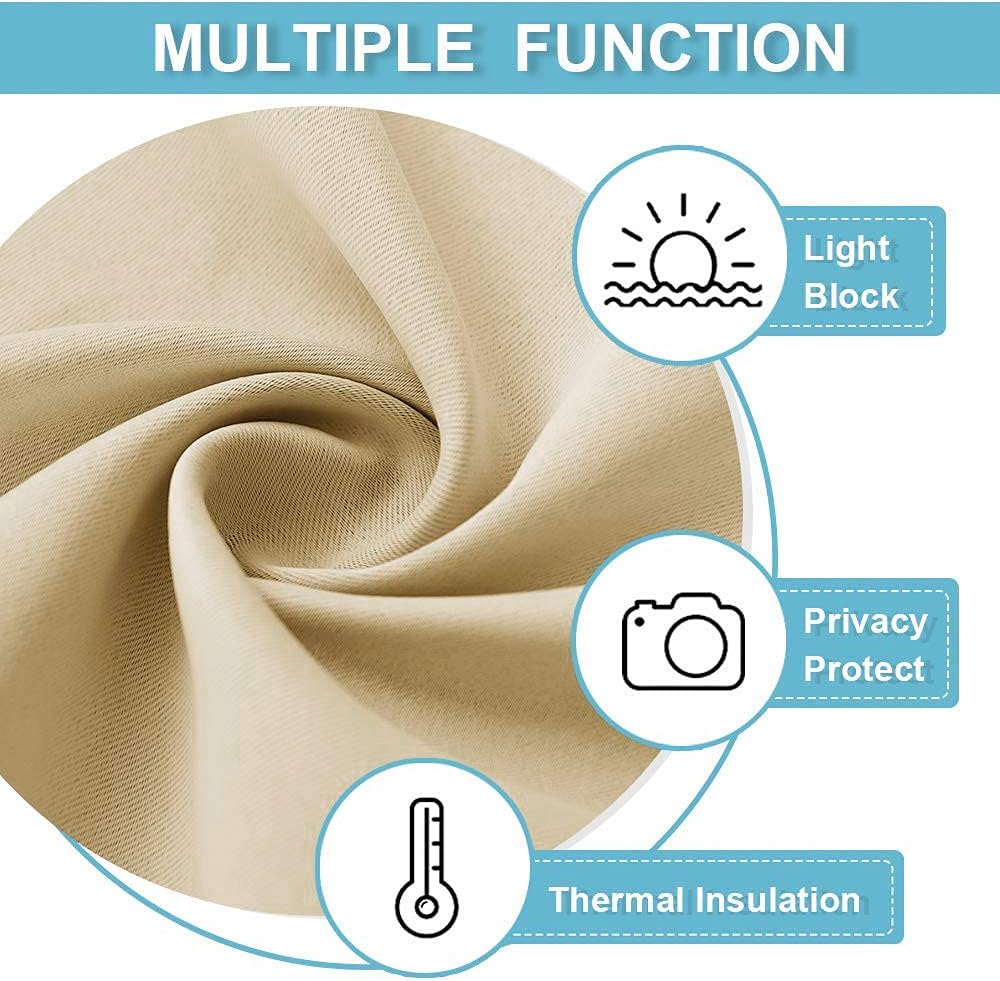 RYB HOME Blackout Curtains for Living Room - Room Darkening Curtains Polyester Thermal Insulated Drapes Privacy Protect for Bedroom Entryway, W 42 x L 45, Biscotti Beige, 2 Pcs