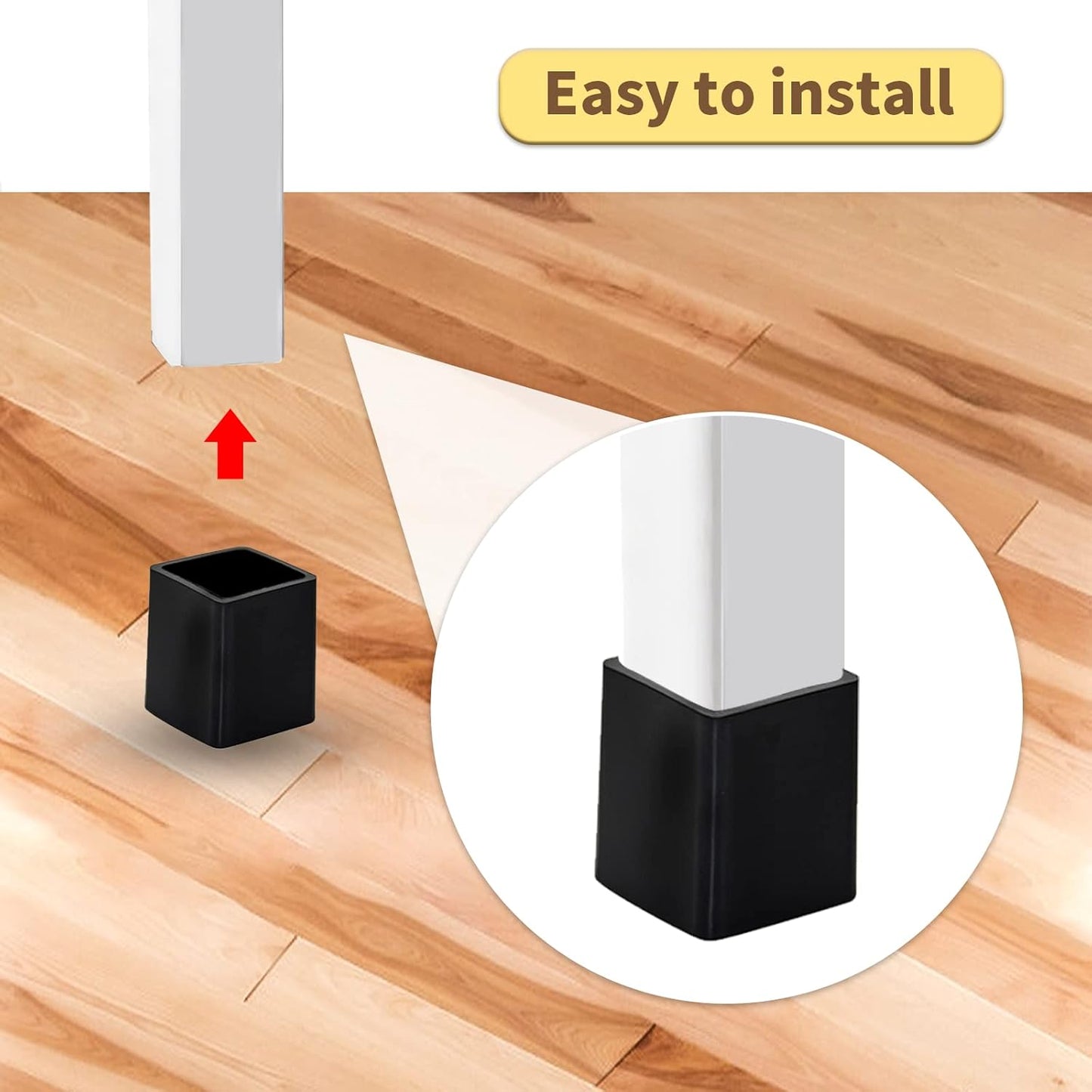 Flyshop Flexible Anti-Scratch PVC Patio Chair Table Leg Caps Tips Floor Protectors Square Furniture Covers, 20pcs, Black, 20 mm x 20mm, 13/16" x 13/16"