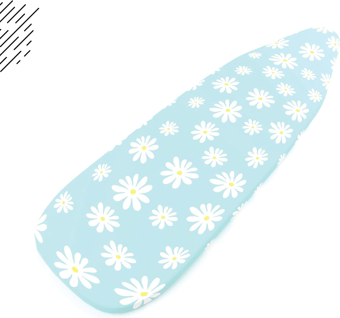 Encasa XO Ironing Board Cover and Pad 57"x22" - Thick 3mm Felt Padding, Drawstring Tightening & Lock, Easy Fit, Scorch & Stain Resistant, Fits X-Large Ironing Board - Daisy Blue