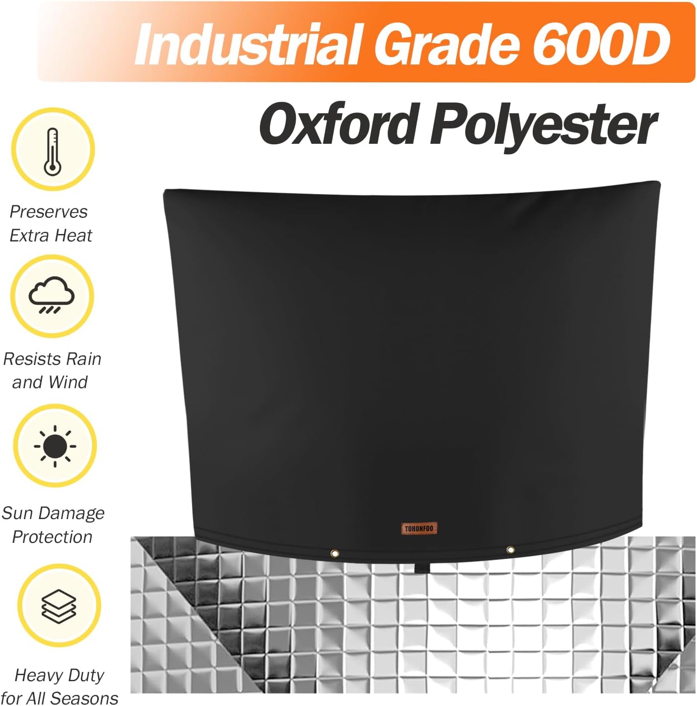 TOHONFOO Backflow Preventer Pipe Insulation Cover (5°F) - Irrigation Sprinkler Valve Insulated Pouch - Water Well Pump Cover - Sturdy 5 Layers for Winter Freeze Protection, 38" W x 24" H, Black