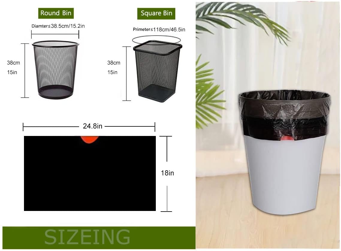 Feisco 6-7 Gallon Black Trash Bag,Medium Drawstring Garbage Bag Trash Can Liner,100 Counts,0.67 Mil