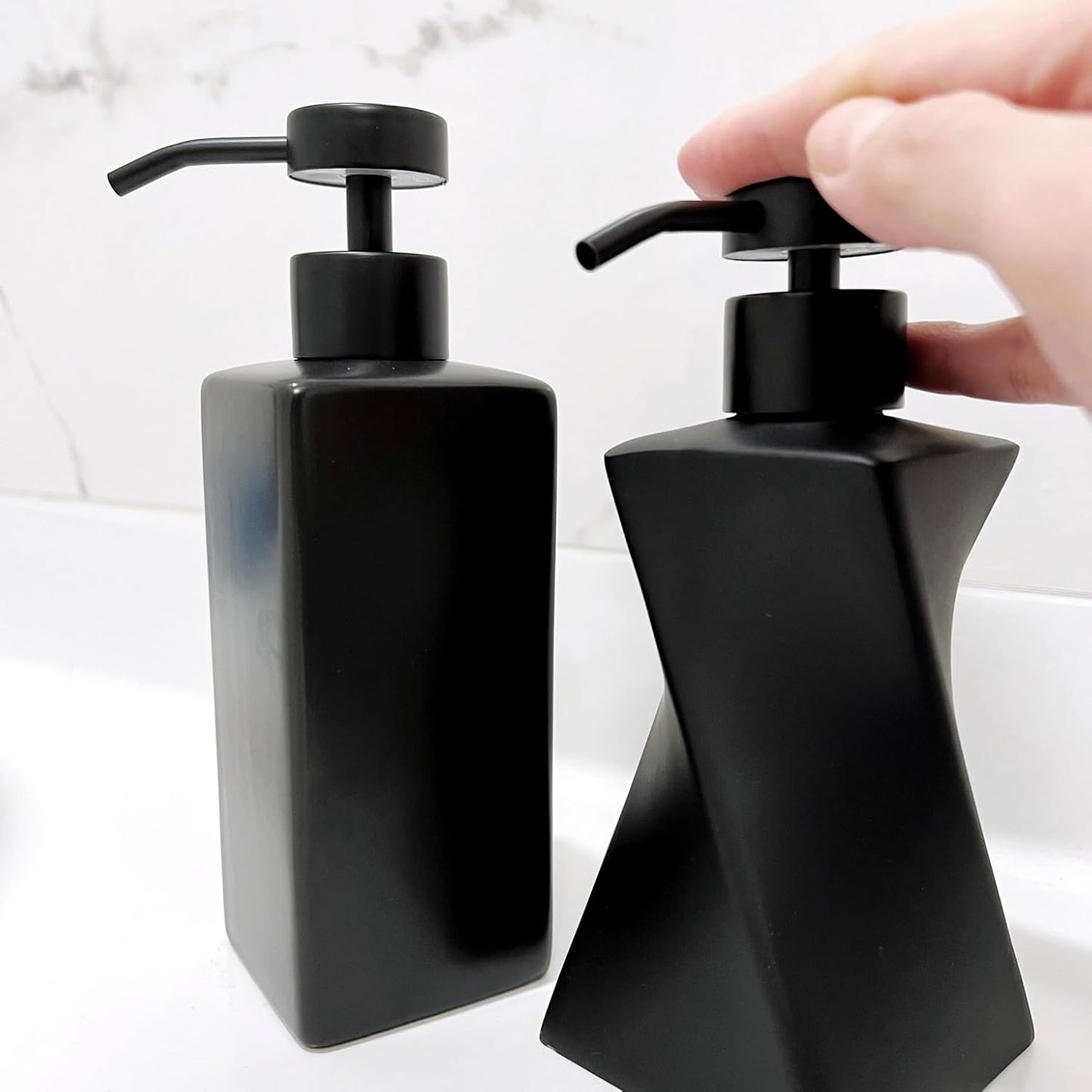Stainless Steel Soap Dispenser Pump Head Replacement 2 Pack, 28/400 Threads Standard Size, for Bathroom and Kitchen (Matte Black)