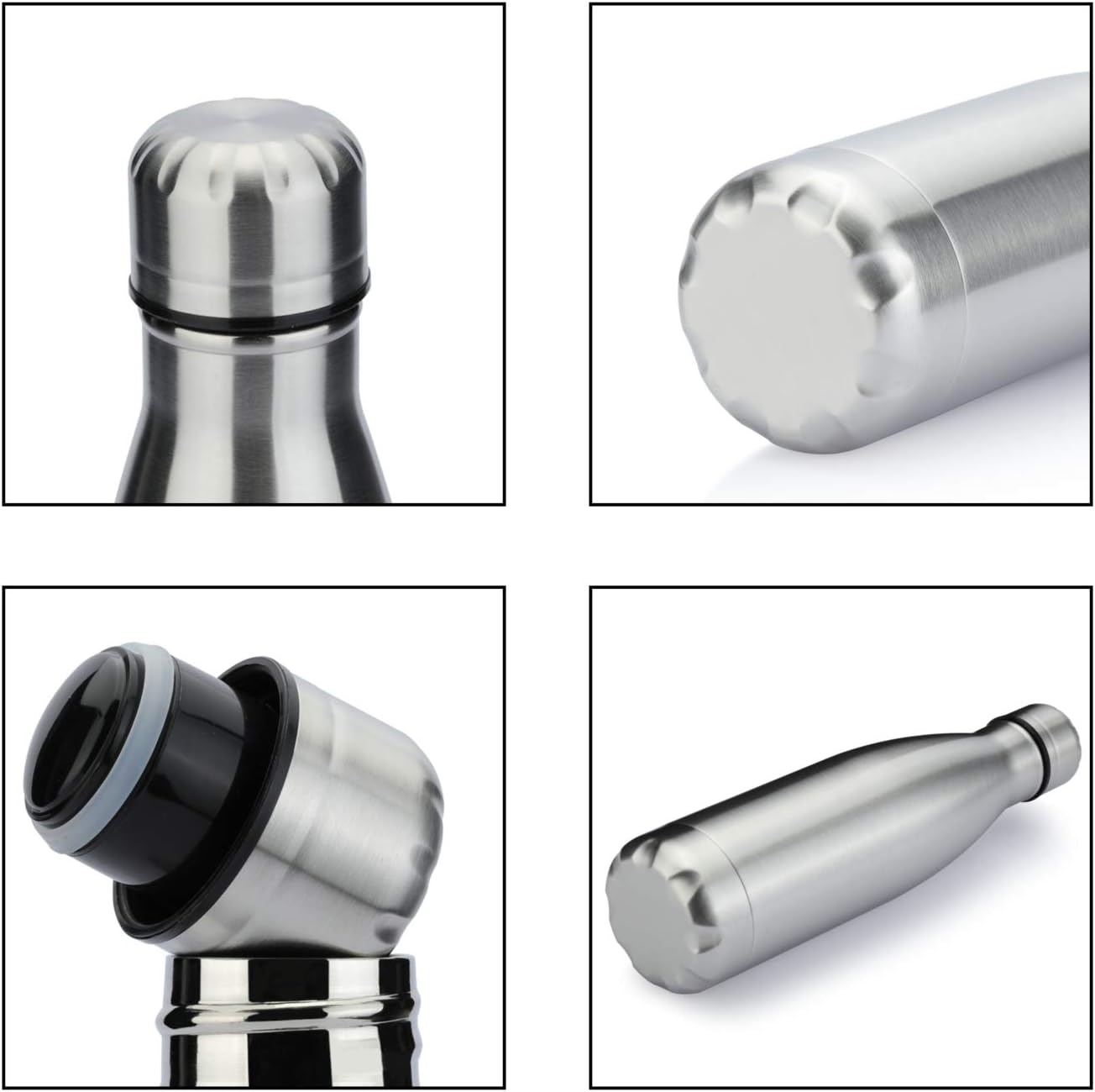 MEWAY 17oz Sport Water Bottle 8 Pack Vacuum Insulated Stainless Steel Leak-Proof Double Wall Cola Shape Water Bottle,Keep Drinks Hot & Cold (Silver,8 Pack)