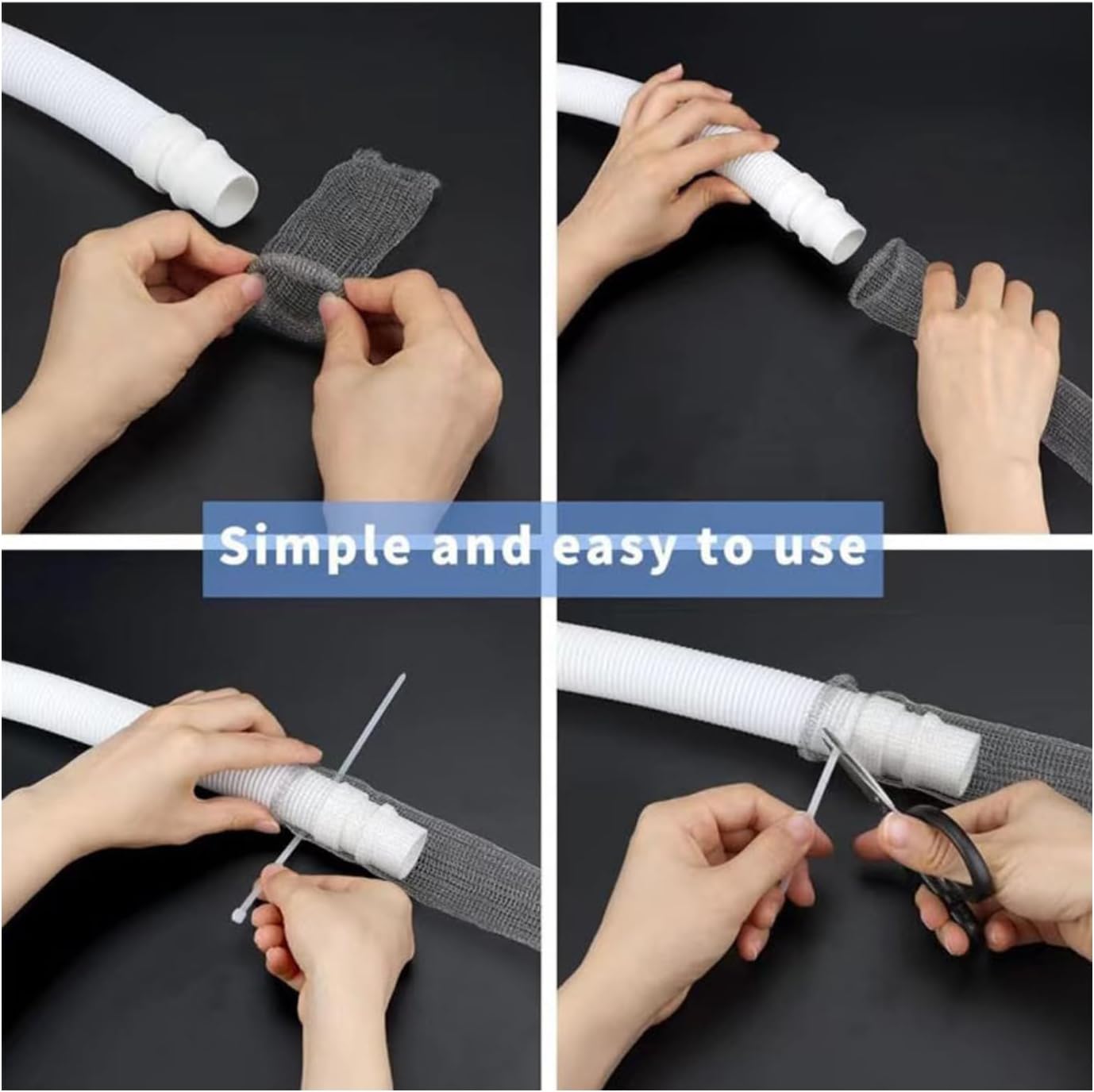 Stainless Steel Lint Traps for Washing Machine Drain Hose – Mesh Filter with Cable Ties for Laundry Sink and Drain Protection(12)