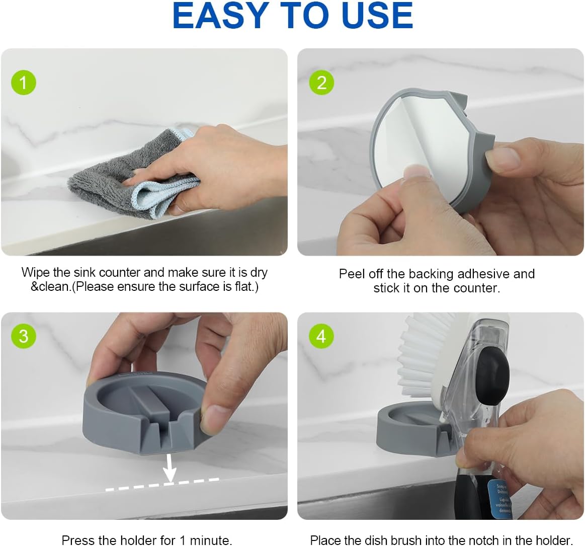 LANMU Dish Wand Holder Compatible with OXO Soap Dispensing Scrub Brush (New Version), Silicone Self-Adhesive Dishwand Caddy with Drain Spout for Quick Drying, Ideal for Kitchen Sink Counter Storage