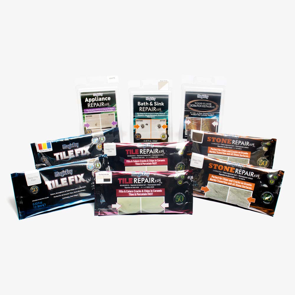 MagicEzy Tile Repairezy (Chocolate Brown) - Bathroom Floor Tile Repair Kit - Super Strong Tile Gap Filler - Easy Crack Repair and Chip Repair Like an Expert - for Porcelain and Ceramic Tiles