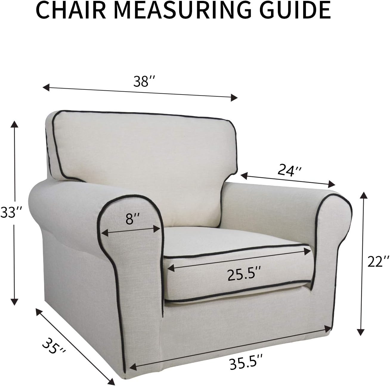 PureFit Reversible Quilted Sofa Cover, Water Resistant Slipcover Furniture Protector, Washable Couch Cover with Non Slip and Elastic Straps for Kids, Pets (Chair, Black/Black)