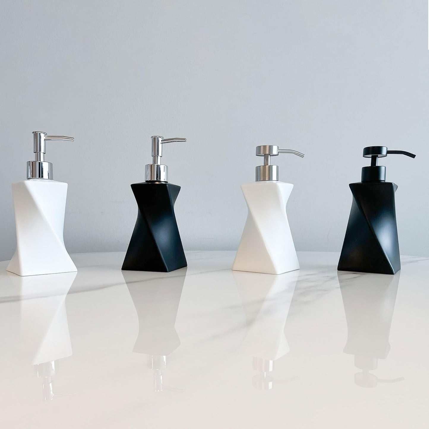 Stainless Steel Soap Dispenser Pump Head Replacement 2 Pack, 28/400 Threads Standard Size, for Bathroom and Kitchen (Stainless Steel)