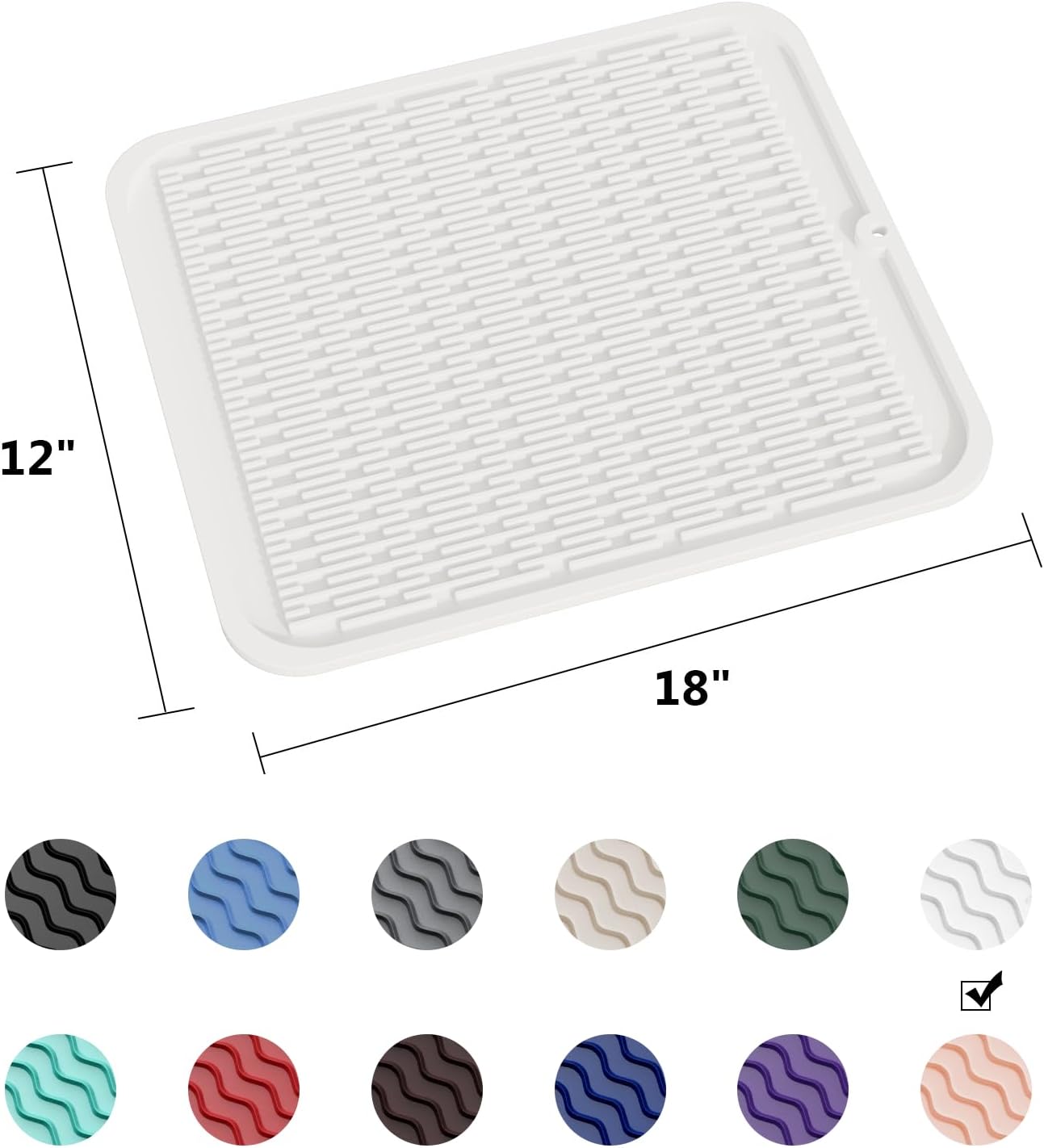 ZLR Silicone Dish Drying Mat for Kitchen Counter, Eco-Friendly Fast Dry Dish Mat, Easy Clean Multi Usage Drying Matt, Heat Resistant Trivet, 16" x 18" XL, Milk White