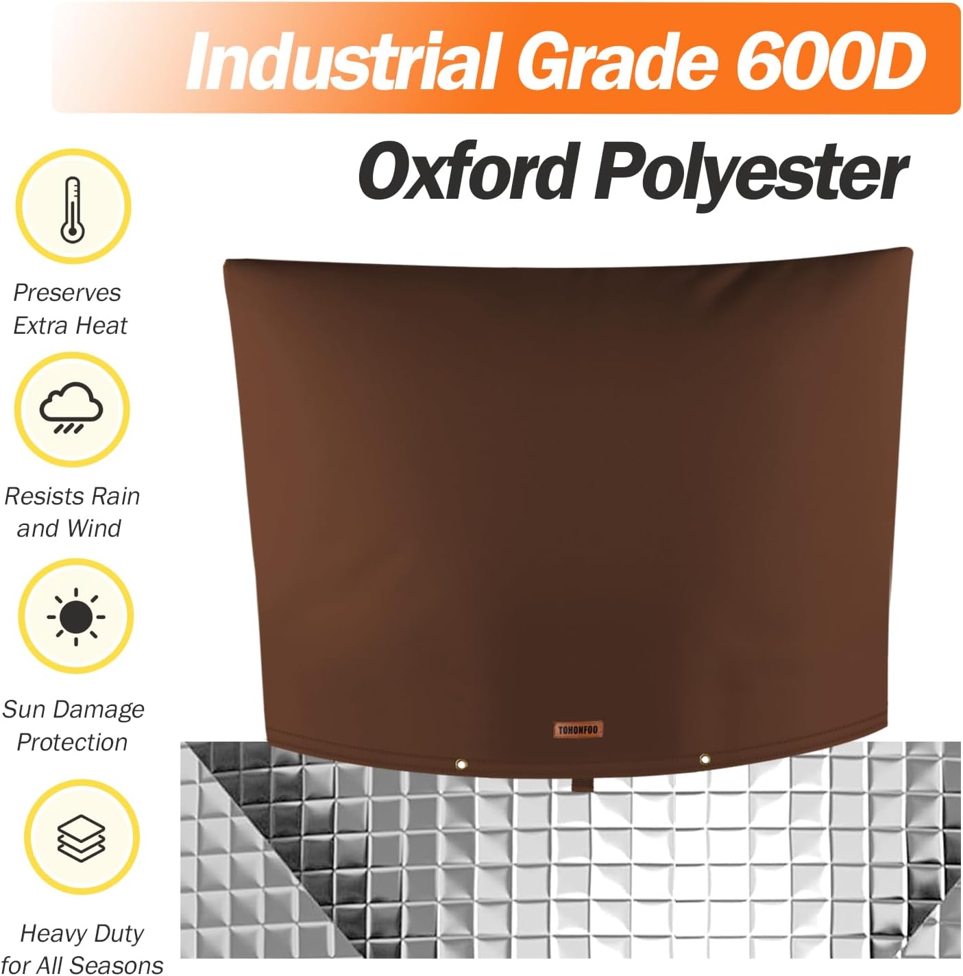 TOHONFOO Backflow Preventer Pipe Insulation Cover (5°F) - Irrigation Sprinkler Valve Insulated Pouch - Water Well Pump Cover - Sturdy 5 Layers for Winter Freeze Protection, 38" W x 24" H, Brown