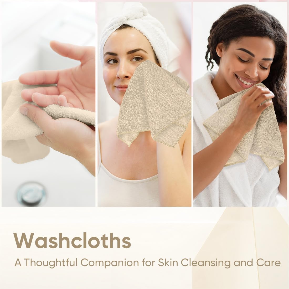 HOMEXCEL Microfiber Washcloths 24 Pack, Highly Absorbent and Soft Face Towel, Multi-Purpose Wash Cloths for Bathroom, Hotel, Spa, Gym, and Kitchen, 12x12 Inch, Brown