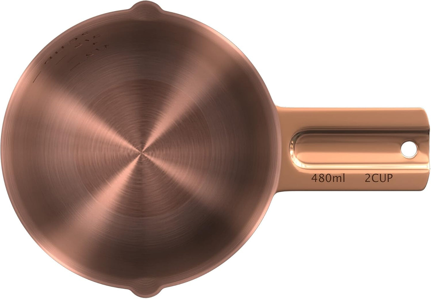 Color Up 2 Cup Measuring Cup, 480ml Copper Stainless Steel Metal Measuring Scoop, Easy-Pour Spouts, Engraved Markings, for Dry & Liquid Ingredients