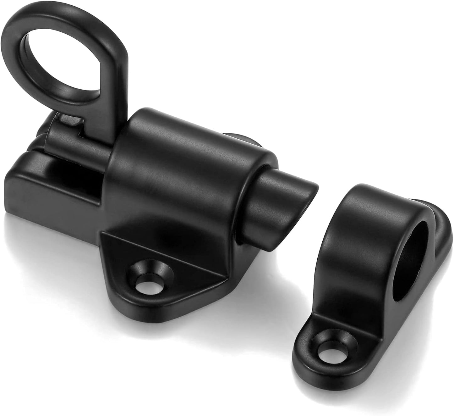 7 Packs Self-Closing Latches,Black Spring Door Lock,Resilient Bolt Latch Aluminum Alloy Safety Automatic Spring Barrel Slide Door Lock with Screws,Used for Gate,Window and Cabinet etc