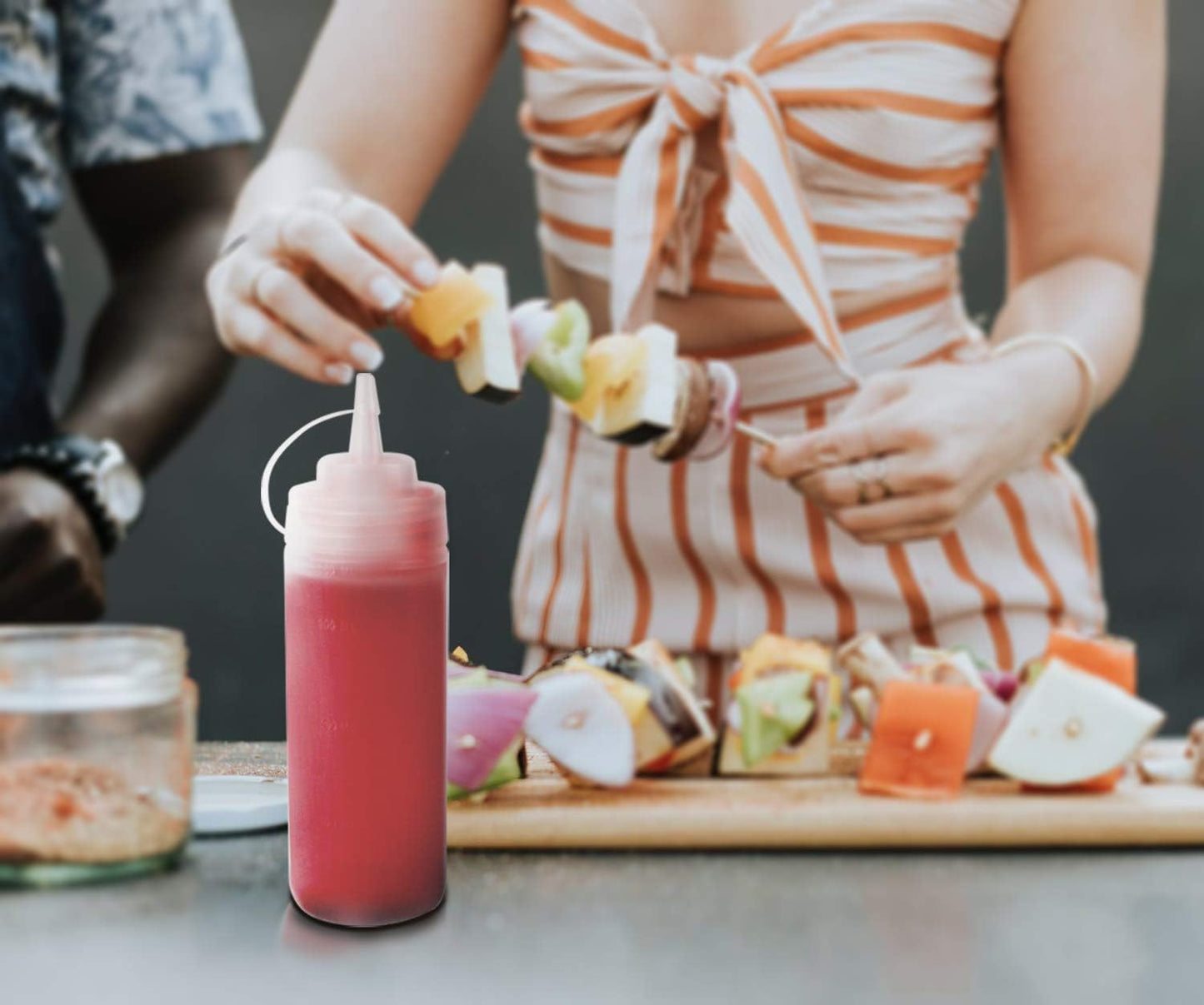 Squeeze Bottles for Sauces 2 Pack, Ketchup Bottle 12 Ounce Plastic Dressing Squirt Bottle with Cap Lids and Funnel, Condiment Bottles for Liquids BBQ Dressing Pancake Art Dispenser