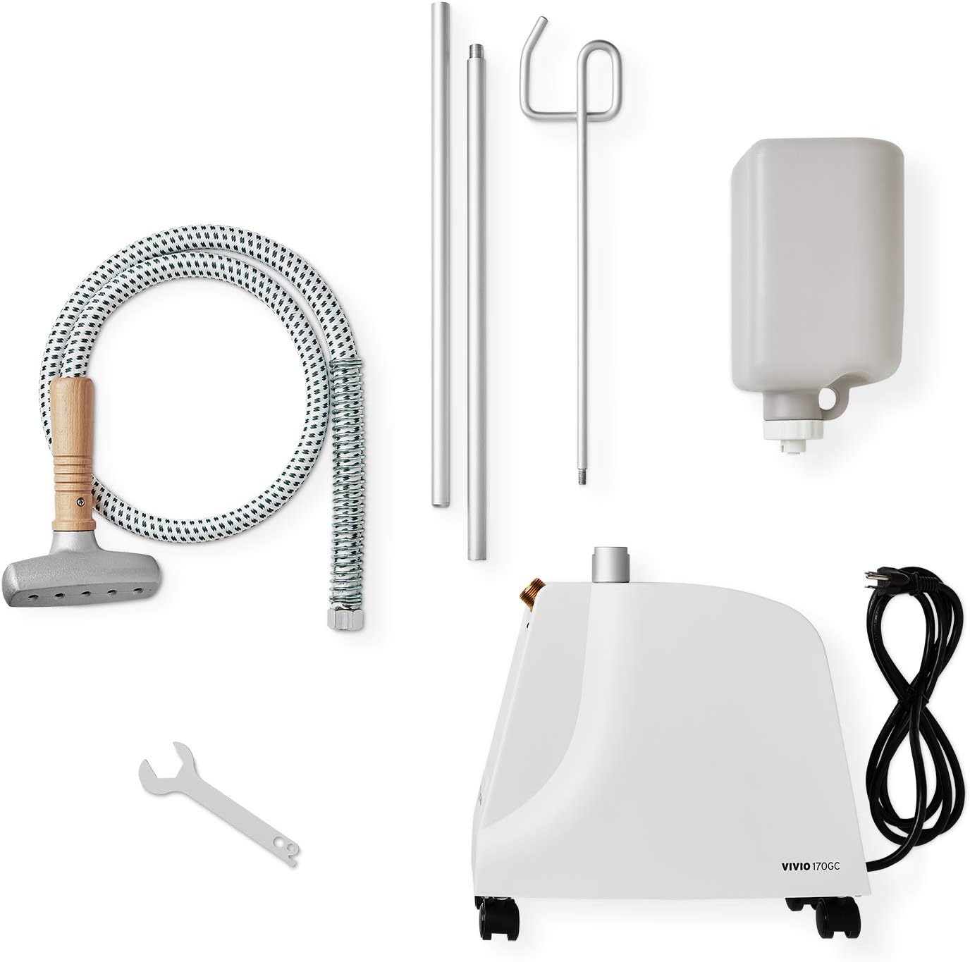 Reliable VIVIO 170GC Garment Steamer - 1300W Professional Steamer for Clothes with Fabric Brush, Standing Garment Steamer with Fabric Covered Steam Hose, 2 Hours Continuous Steam 2 Minute Heat-Up Time