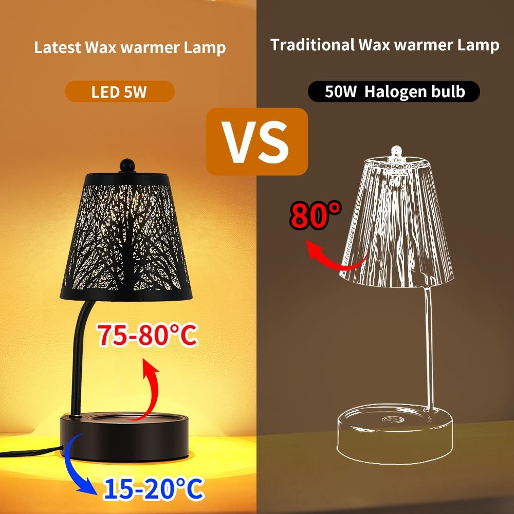 Black Tree Candle Warmer Lamp, LED Colors Changing Candle Warmer with Timer, Bedroom Living Room Home Decor Wax Melting Warmer for Jar Candles (Black Tree)
