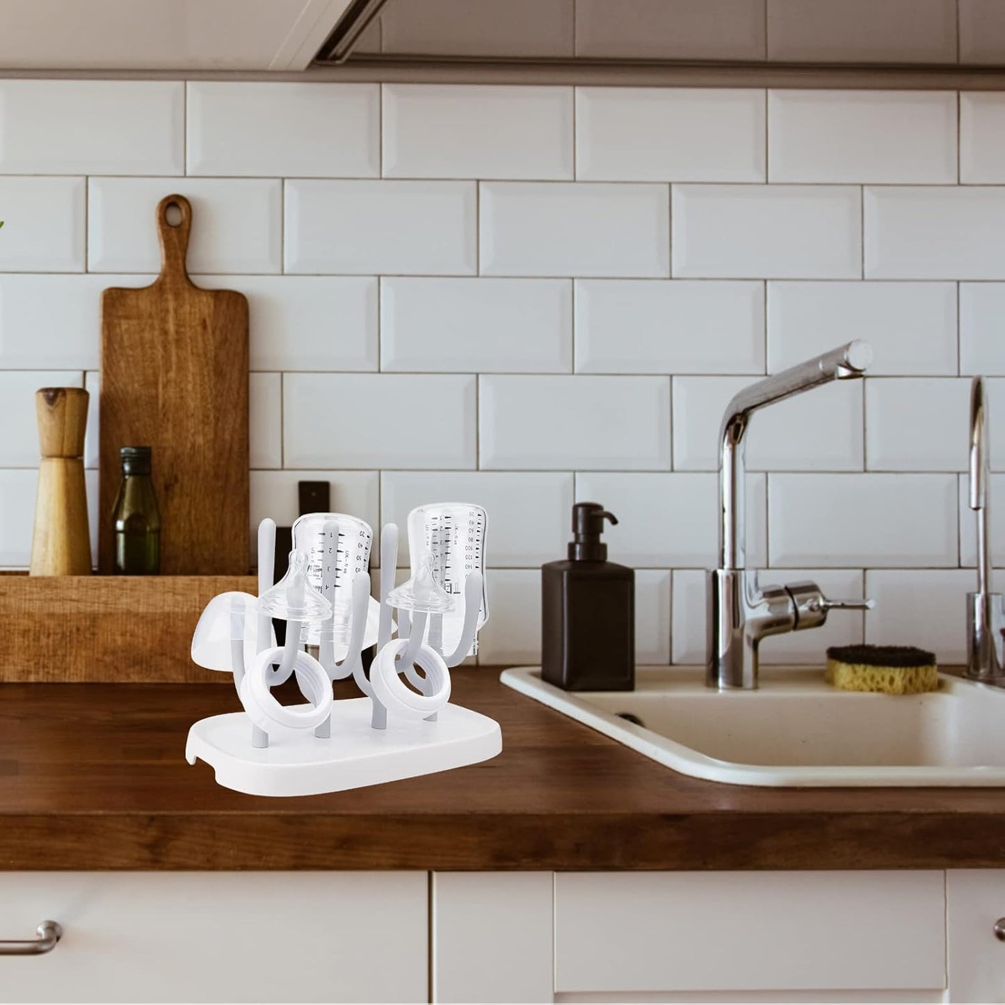 Baby Bottle Drying Rack, Space Saving Bottle Dryer Holder for Bottles, Nipples, Pump Parts, Cups