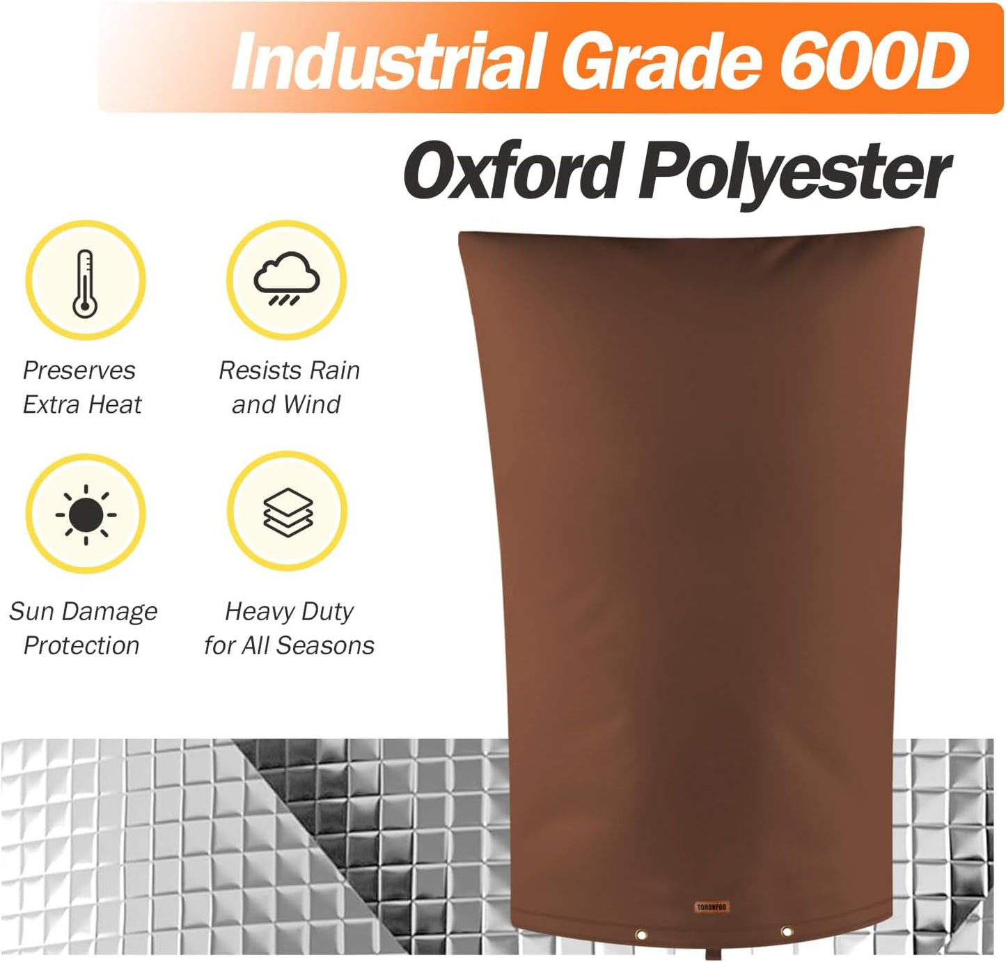 TOHONFOO Backflow Preventer Pipe Insulation Cover (5°F) - Irrigation Sprinkler Valve Insulated Pouch - Water Well Pump Cover - Sturdy 5 Layers for Winter Freeze Protection, 22" W x 34" H, Brown