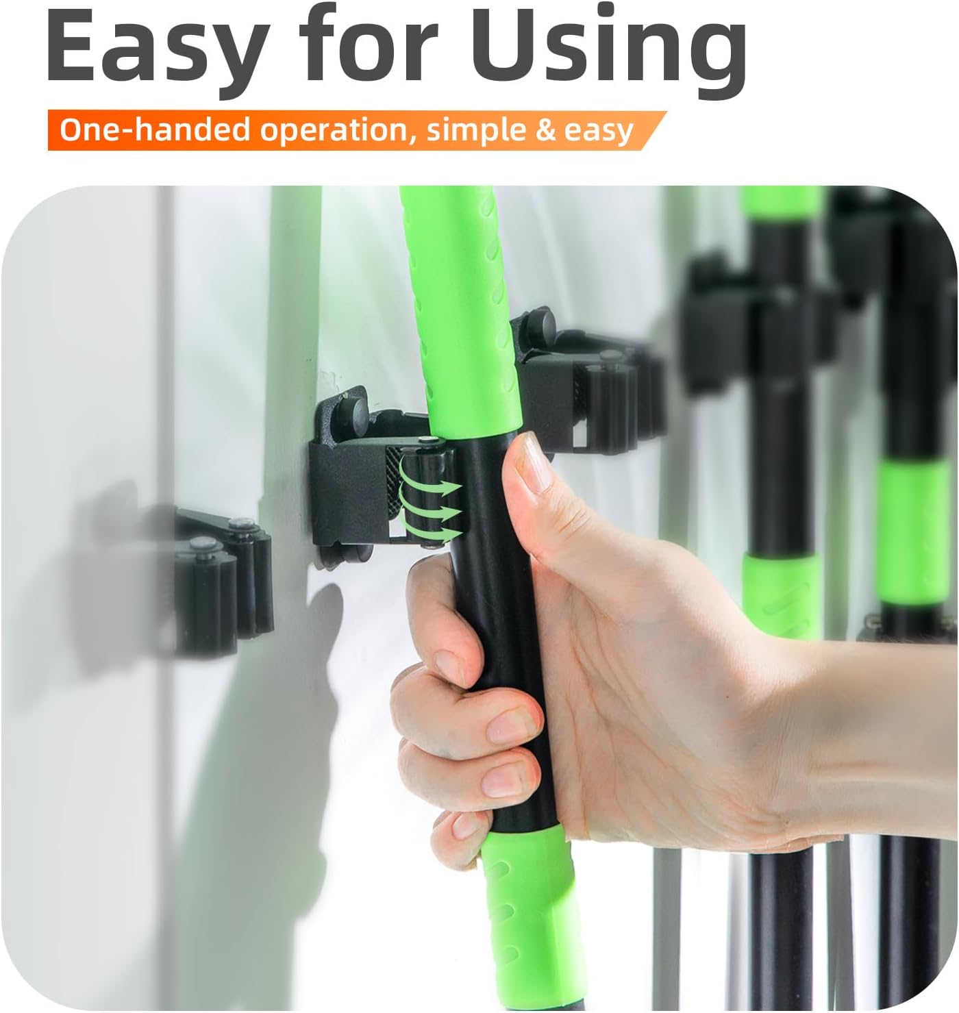 8 PCS Broom Holder Wall Mount, Upgraded Heavy Duty Mop and Broom Holder Wall Mount, Stainless Steel Broom Hanger Mop Holder Rack for Kitchen Laundry Garden Tool Organizer