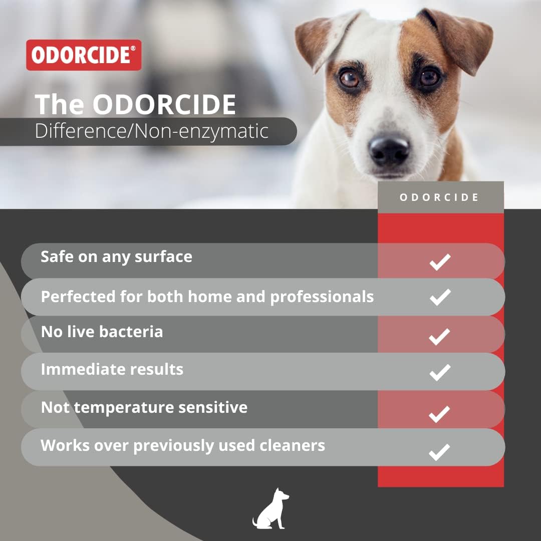 Odorcide Odor Eliminator Concentrate: Odor Eliminator for Strong Odor on Carpets, Hardwood & More - Smoke, Sweat & Pet Odor Eliminator for Home w/Non-Enzymatic Formula, 1 Gallon