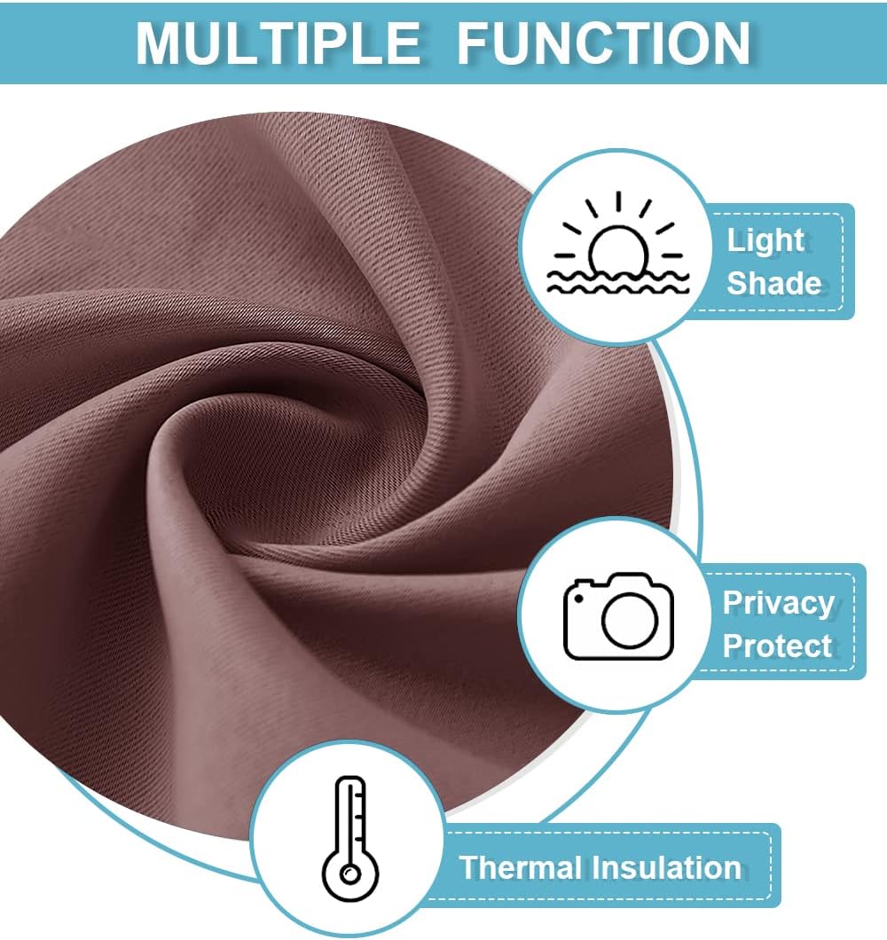 RYB HOME 45 inch Curtains for Living Room, Rod Pocket Thermal Insulated Small Window Drapes Room Darkening Shades for Bedroom Studio Closet, W 42 x L 45 inch, Set of 2 Panels, Wild Rose