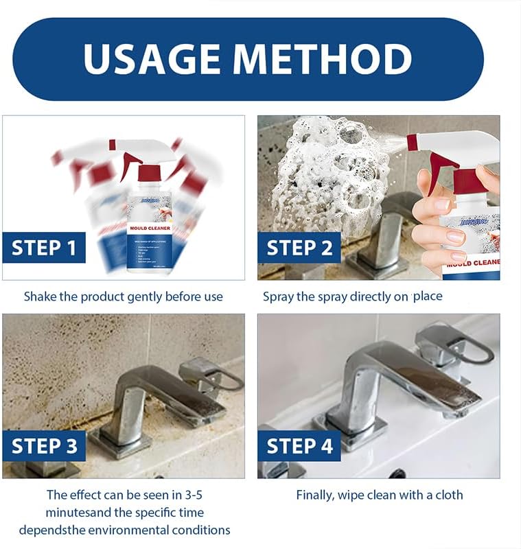 AUJ 2PCS Mould Cleaner Spray, Mould Cleaner Foam Spray, Powerful Multi-purpose Foam Cleaner, Spray Cleaner For Household Kitchen, Bathroom, Wall, Ceiling Cleaner