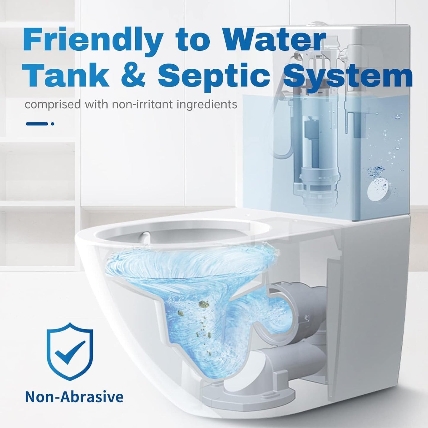 Vacplus Toilet Bowl Cleaner Tablets 40 PACK, Automatic Cleaners with Bleach, Slow-Releasing Toilet Tank Cleaners for Deodorizing & Descaling, Household Toilet Cleaners against Tough Stains