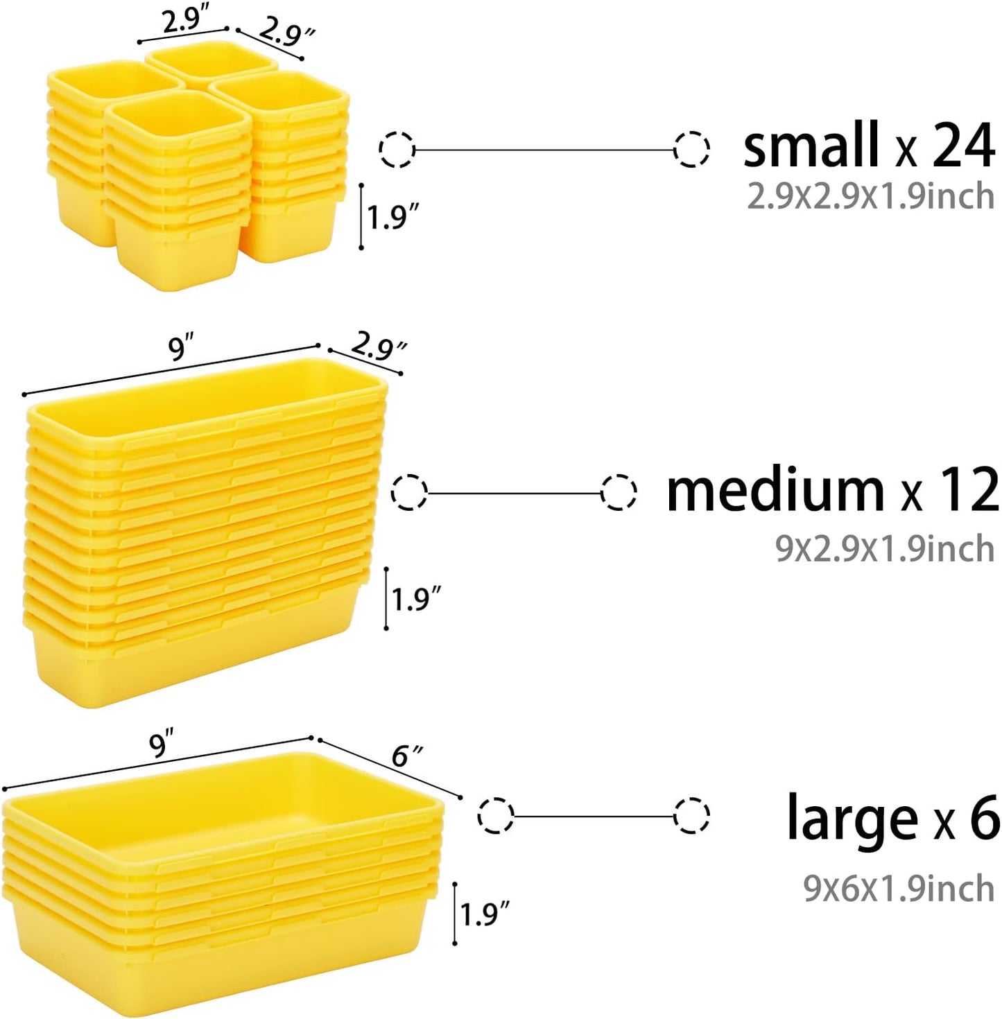 42 Pack Tool Box Organizer Tool Tray Dividers, Rolling Tool Chest Cart Cabinet Workbench Desk Drawer Organization and Storage for Hardware, Parts, Screws, Nuts, Small Tools Organization(Yellow)