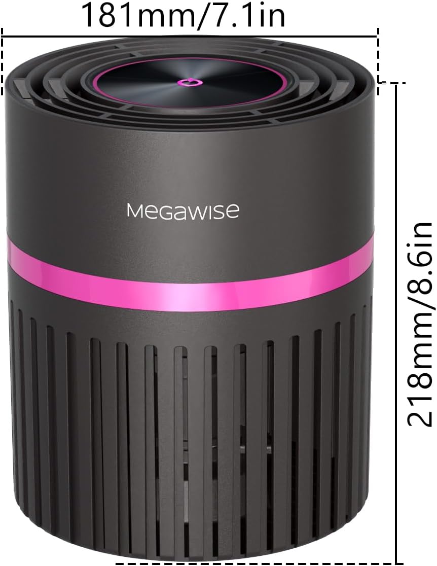 MEGAWISE H13 HEPA Air Purifier for Home, Desktop Air Cleaner with True HEPA Filter, 3-Stage Filtration, Ultra-Quiet, Compact Design for Bedroom, Office, and Small Rooms - EPI810