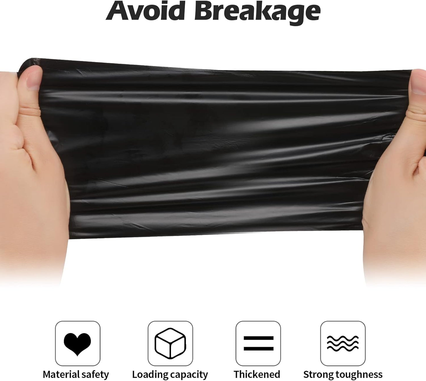 2-4 Gallon Portable Trash Bags,60 Counts Thicken portable Small Garbage Bags for Office, Kitchen,Bedroom Trash Can,Strong Trash Bags(Black)