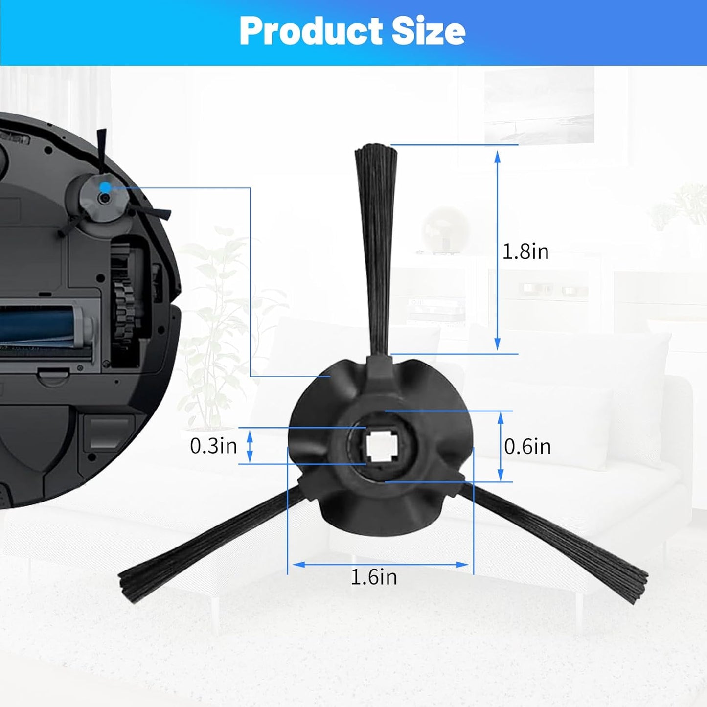 Side Brush for Shark Matrix Robot RV2310, RV2310AE, AV2310, AV2310AE, RV2300, RV2300S, RV2320S, UR2350AE RV2310cdus, UR235BCDUS Vacuum Cleaner Brush Replacment-4 Pack