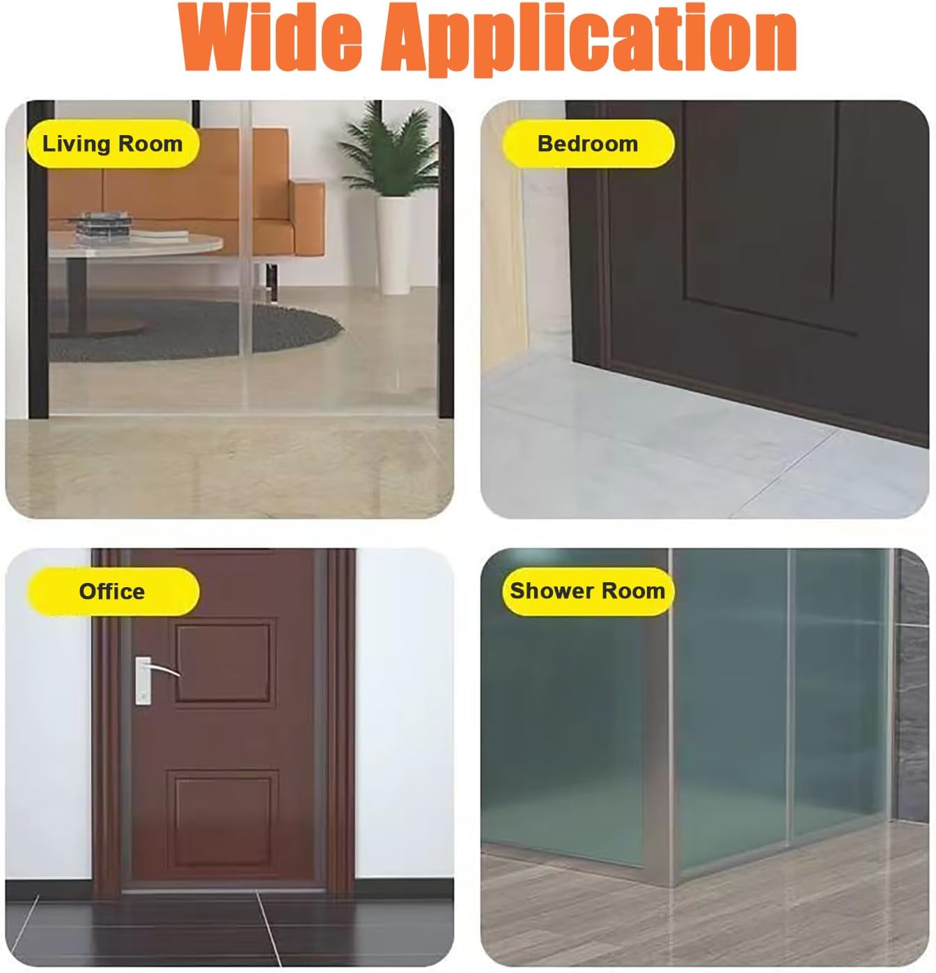 No Residue 32.8FT Door Weather Stripping Door Seal Strip, Silicone Sealing Sticker Sealing Tape for Door Draft Stopper Self Adhesive for Doors, Windows,(Transparent,45MM)