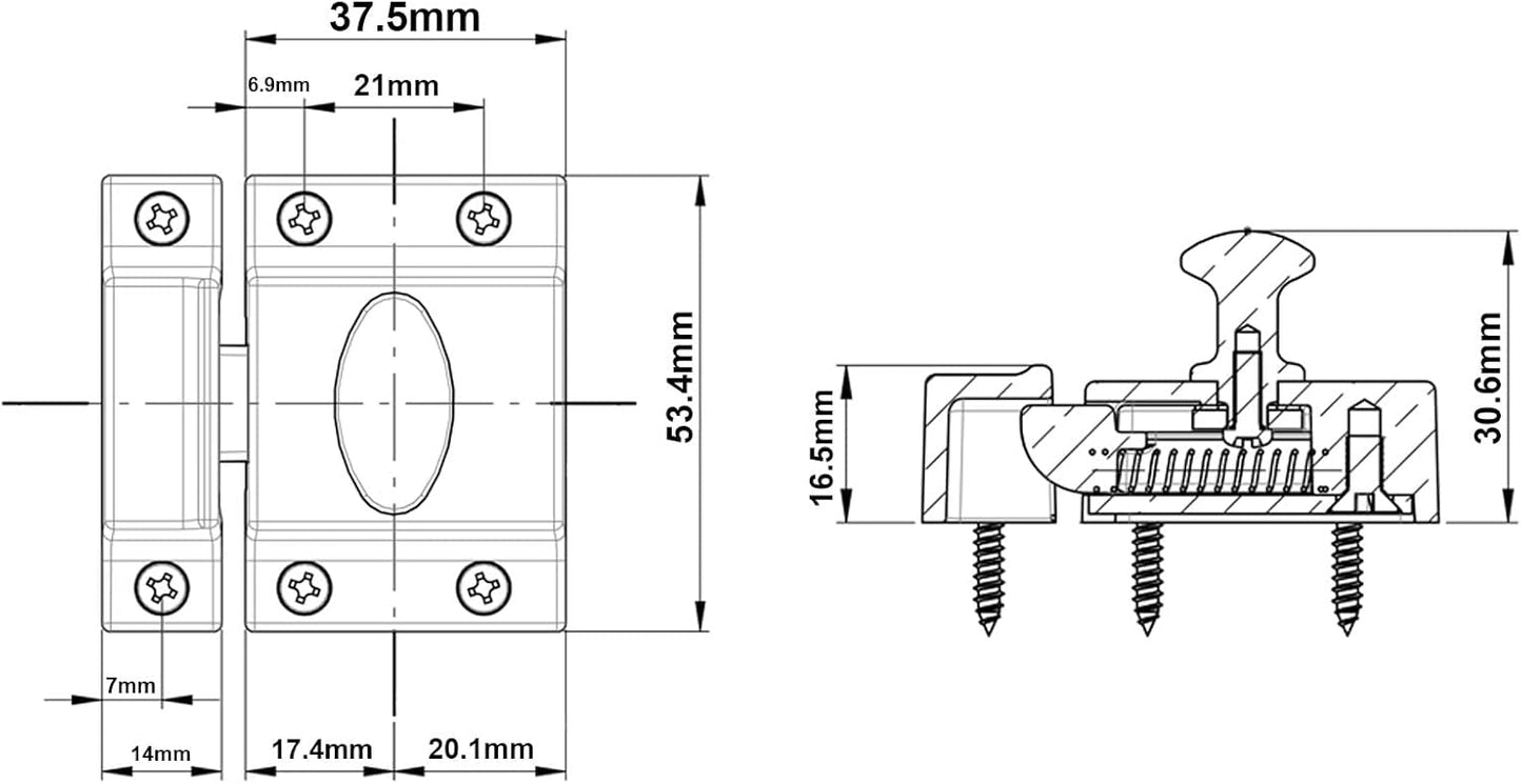 QCAA Traditional Large Oval Turn Cabinet Latch, Solid Brass, 2", for Cupboard & Other Furniture, Polished Brass, 1 Pack, Made in Taiwan
