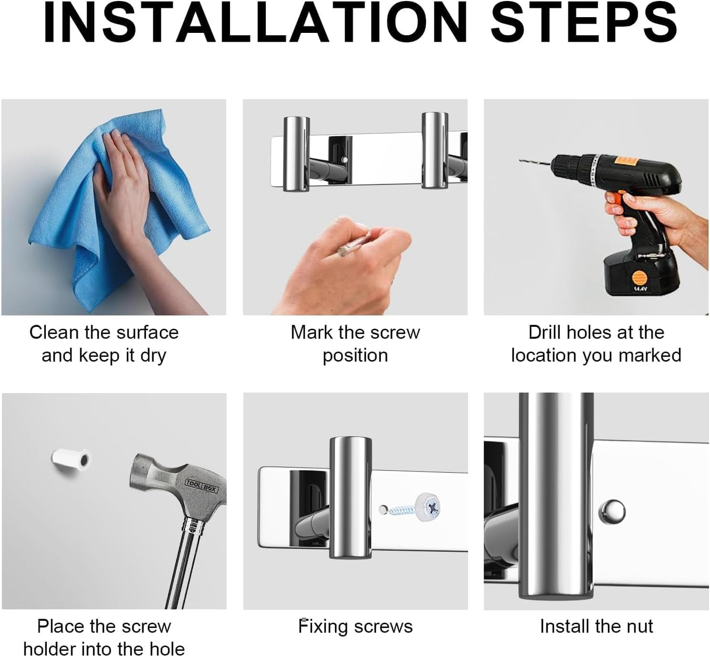 VAEHOLD Hat and Coat Wall Mount Rack - Hooks for Robes, Bags, Keys, and Towels - Bathroom Towel Hanger Organizer (Polished Chrome, “T“ Shape 4 Hooks 1 Pack)