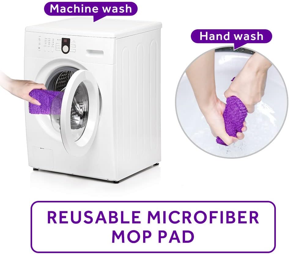 16.5 inch Mop Pads Refills, 3 Pack Microfiber Reusable Replacement Mop Pads Flat Replacements Heads for Wet Or Dry Floor Cleaning and Scrubbing, Purple Cloth