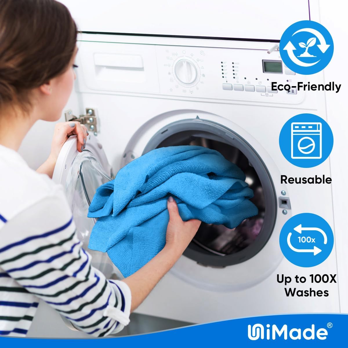 Shop Towel Rag, 200 Pack Reusable Rags Bulk Microfiber Cleaning Cloth Lint Free Towels for Car Kitchen Automotive Bar Mechanic Restaurant Garage, 11.5"x 11.5", Blue